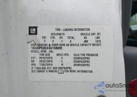 2004 Buick Lesabre Custom from USA, damaged, VIN 1G4HP52KX4U108985